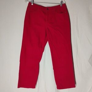 Talbots Heritage Womens 10 (30x25) Red Denim Pedal Pusher Capris Jeans High Rise
